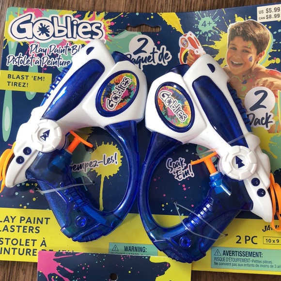 NWT Goblies bundle with 2 play paint blasters and NWT blue throwable paintballs - Picture 3 of 10